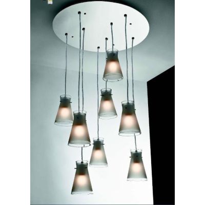 BILLY SOSPENSIONE 8 LUCI IN VETRO SABBIATO ESTERNO DESIGN MODERNO DIAMETRO CM 60 DI ILLUMINANDO Illuminando - Cristalensi Shop O