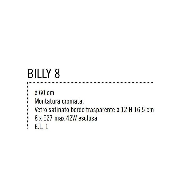 BILLY SOSPENSIONE 8 LUCI IN VETRO SABBIATO ESTERNO DESIGN MODERNO DIAMETRO CM 60 DI ILLUMINANDO Illuminando - Cristalensi Shop O