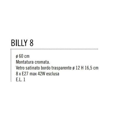 BILLY SOSPENSIONE 8 LUCI IN VETRO SABBIATO ESTERNO DESIGN MODERNO DIAMETRO CM 60 DI ILLUMINANDO Illuminando - Cristalensi Shop O