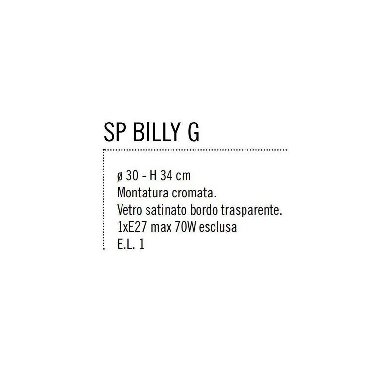 BILLY GRANDE DIAMETRO 30 CM SOSPENSIONE IN VETRO SOFFIATO SABBIATO ESTERNO Illuminando - Cristalensi Shop Online