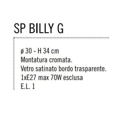 BILLY GRANDE DIAMETRO 30 CM SOSPENSIONE IN VETRO SOFFIATO SABBIATO ESTERNO Illuminando - Cristalensi Shop Online