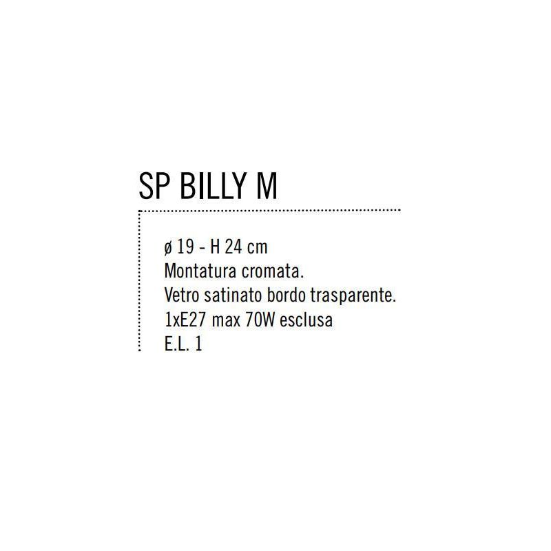 BILLY MEDIA SOSPENSIONE IN VETRO SOFFIATO DIAMETRO 19 CM SABBIATA BORDO TRASPARENTE Illuminando - Cristalensi Shop Online