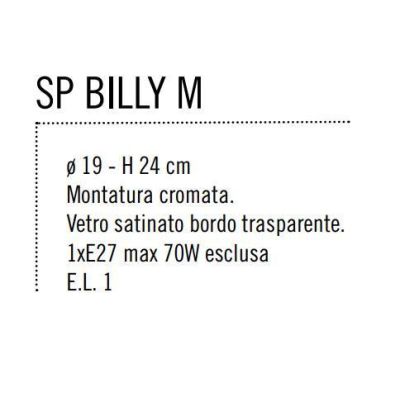 BILLY MEDIA SOSPENSIONE IN VETRO SOFFIATO DIAMETRO 19 CM SABBIATA BORDO TRASPARENTE Illuminando - Cristalensi Shop Online