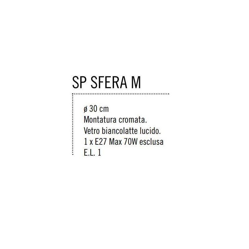 SFERA MEDIA SOSPENSIONE IN VETRO BIANCO LUCIDO DIAMETRO 30 CM MONTATURA CROMATA Illuminando - Cristalensi Shop Online