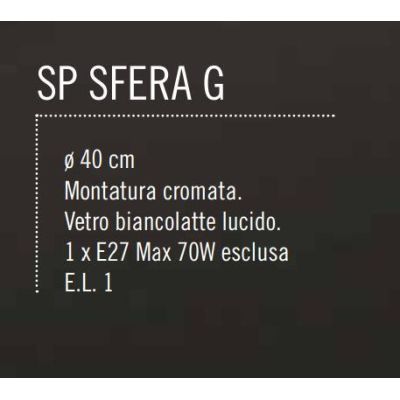SFERA GRANDE SOSPENSIONE IN VETRO BIANCO DIAMETRO 40 CM LUCIDO MONTATURA CROMO Illuminando - Cristalensi Shop Online