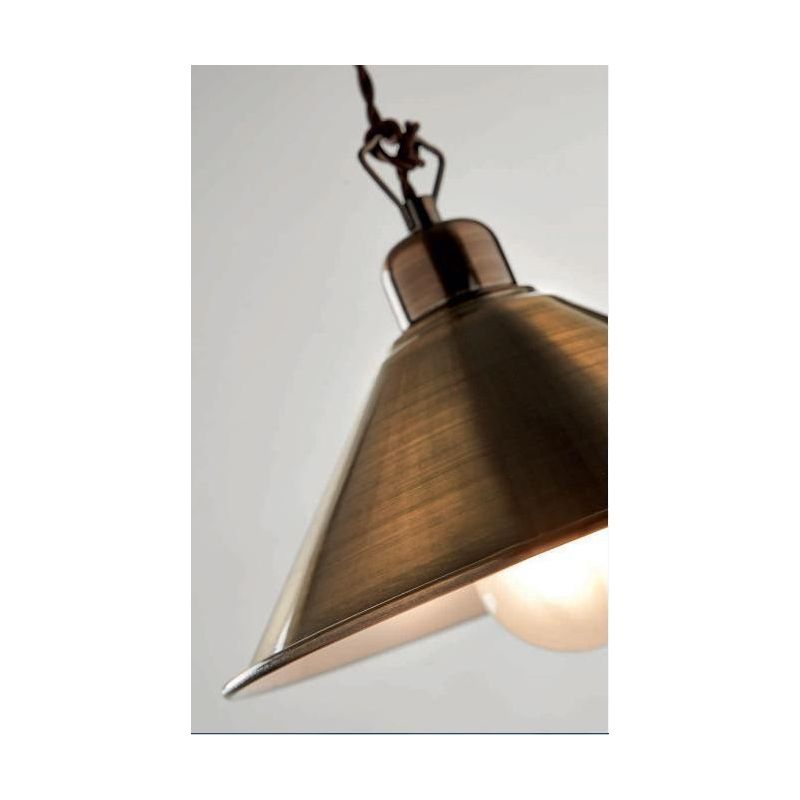 STREET SOSPENSIONE SINGOLA STILE RUSTICO CON PIATTINO IN METALLO BRUNITO DI ILLUMINANDO Illuminando - Cristalensi Shop Online