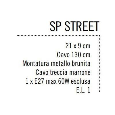 STREET SOSPENSIONE SINGOLA STILE RUSTICO CON PIATTINO IN METALLO BRUNITO DI ILLUMINANDO Illuminando - Cristalensi Shop Online