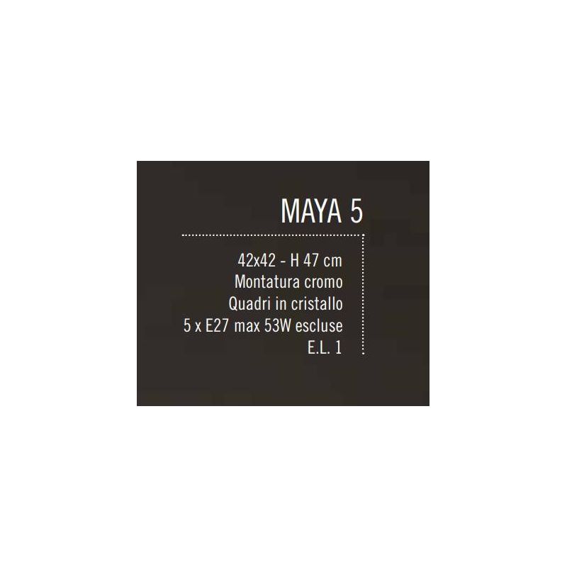 MAYA SOSPENSIONE QUADRATA CON CRISTALLI 5 LUCI Illuminando - Cristalensi Shop Online