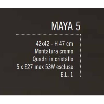 MAYA SOSPENSIONE QUADRATA CON CRISTALLI 5 LUCI Illuminando - Cristalensi Shop Online