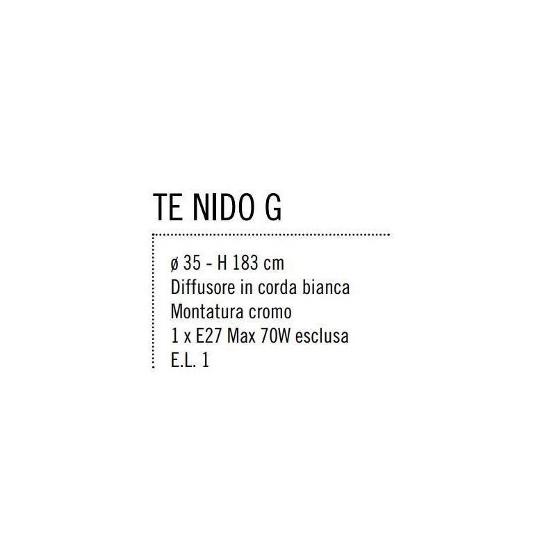 NIDO GRANDE LAMPADA DA TERRA IN CORDA BIANCA INCOLLATA DIAMETRO 35 CM Illuminando - Cristalensi Shop Online