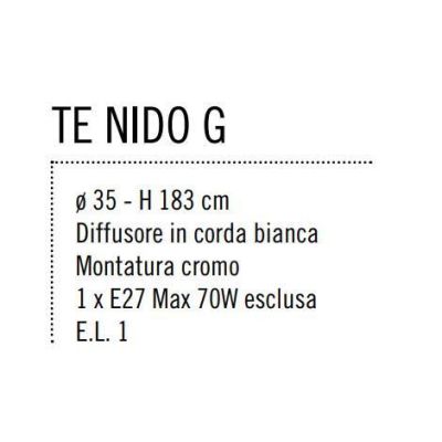 NIDO GRANDE LAMPADA DA TERRA IN CORDA BIANCA INCOLLATA DIAMETRO 35 CM Illuminando - Cristalensi Shop Online