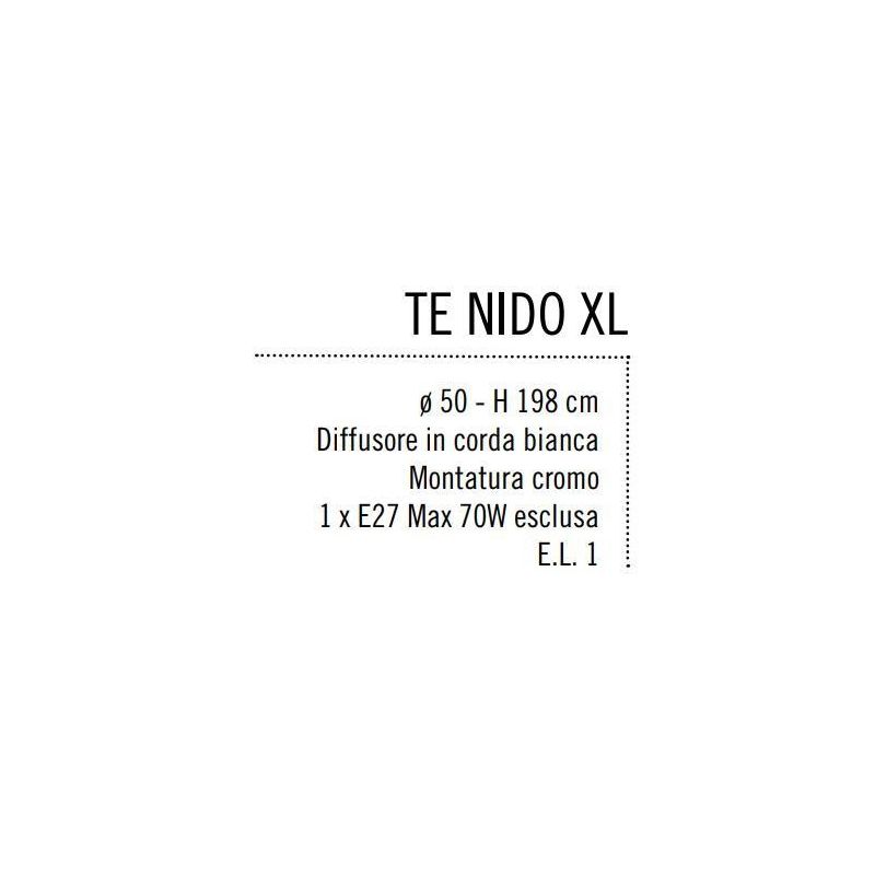 NIDO XL LAMPADA DA TERRA IN CORDA BIANCA INCOLLATA STELO IN METALLO CROMATO Illuminando - Cristalensi Shop Online