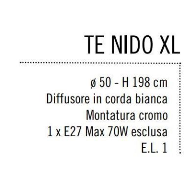 NIDO XL LAMPADA DA TERRA IN CORDA BIANCA INCOLLATA STELO IN METALLO CROMATO Illuminando - Cristalensi Shop Online