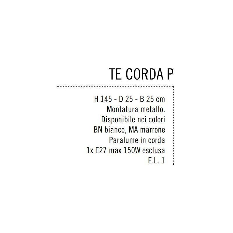 CORDA LAMPADA DA TERRA PICCOLA CON PARALUME IN CORDA INCOLLATA MARRONE O BIANCA Illuminando - Cristalensi Shop Online