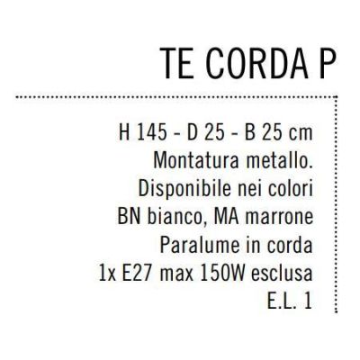 CORDA LAMPADA DA TERRA PICCOLA CON PARALUME IN CORDA INCOLLATA MARRONE O BIANCA Illuminando - Cristalensi Shop Online