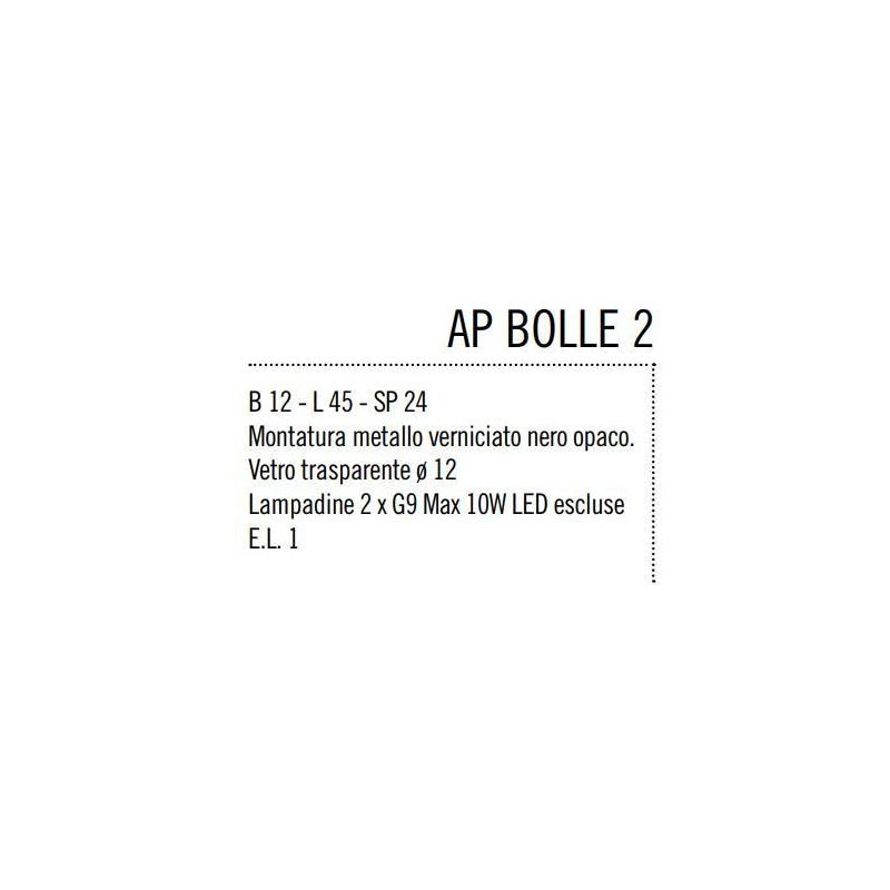 BOLLE 2 LAMPADA DA PARETE O SOFFITTO MODERNA IN METALLO NERO O ORO CON 2 SFERE IN VETRO Illuminando - Cristalensi Shop Online