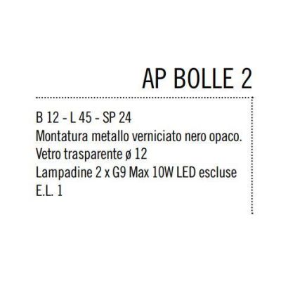 BOLLE 2 LAMPADA DA PARETE O SOFFITTO MODERNA IN METALLO NERO O ORO CON 2 SFERE IN VETRO Illuminando - Cristalensi Shop Online