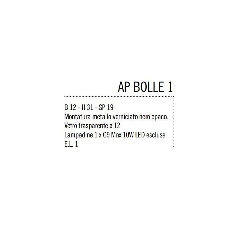 BOLLE 1 LAMPADA DA PARETE MODERNA IN METALLO NERO O ORO CON SFERA IN VETRO Illuminando - Cristalensi Shop Online