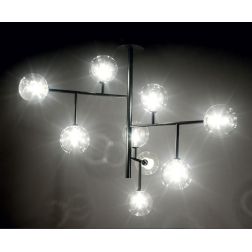 BOLLE 9 PLAFONIERA 9 LUCI MODERNA IN METALLO NERO O ORO OPACO CON SFERE IN VETRO Illuminando - Cristalensi Shop Online