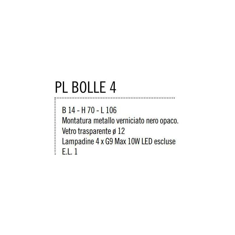 BOLLE 4 PLAFONIERA 4 LUCI MODERNA IN METALLO NERO O ORO OPACO CON SFERE IN VETRO Illuminando - Cristalensi Shop Online