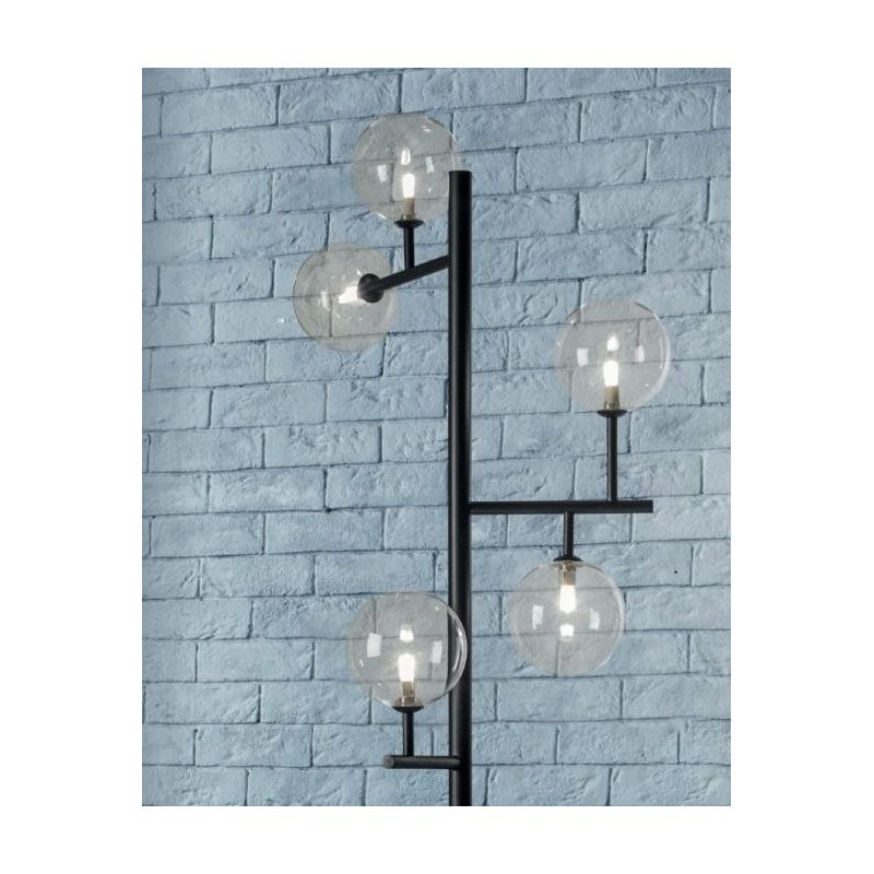 BOLLE 5 LAMPADA DA TERRA 5 LUCI MODERNA IN METALLO NERO O ORO OPACO CON SFERE IN VETRO Illuminando - Cristalensi Shop Online
