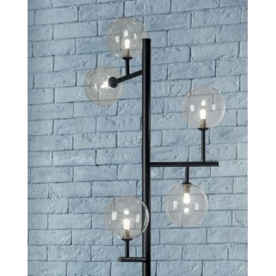 BOLLE 5 LAMPADA DA TERRA 5 LUCI MODERNA IN METALLO NERO O ORO OPACO CON SFERE IN VETRO Illuminando - Cristalensi Shop Online