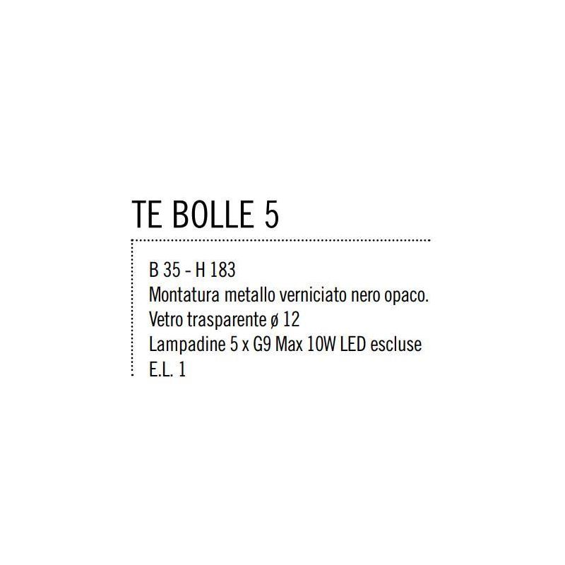 BOLLE 5 LAMPADA DA TERRA 5 LUCI MODERNA IN METALLO NERO O ORO OPACO CON SFERE IN VETRO Illuminando - Cristalensi Shop Online
