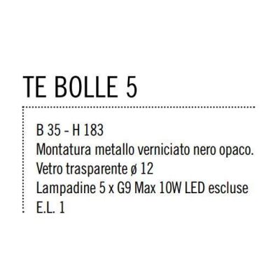 BOLLE 5 LAMPADA DA TERRA 5 LUCI MODERNA IN METALLO NERO O ORO OPACO CON SFERE IN VETRO Illuminando - Cristalensi Shop Online