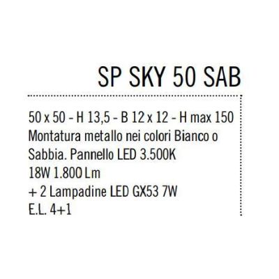 SKY SOSPENSIONE QUADRATA ULTRAMODERNA CON BIEMISSIONE DI LUCE BIANCO O SABBIA DI ILLUMINANDO Illuminando - Cristalensi Shop Onli