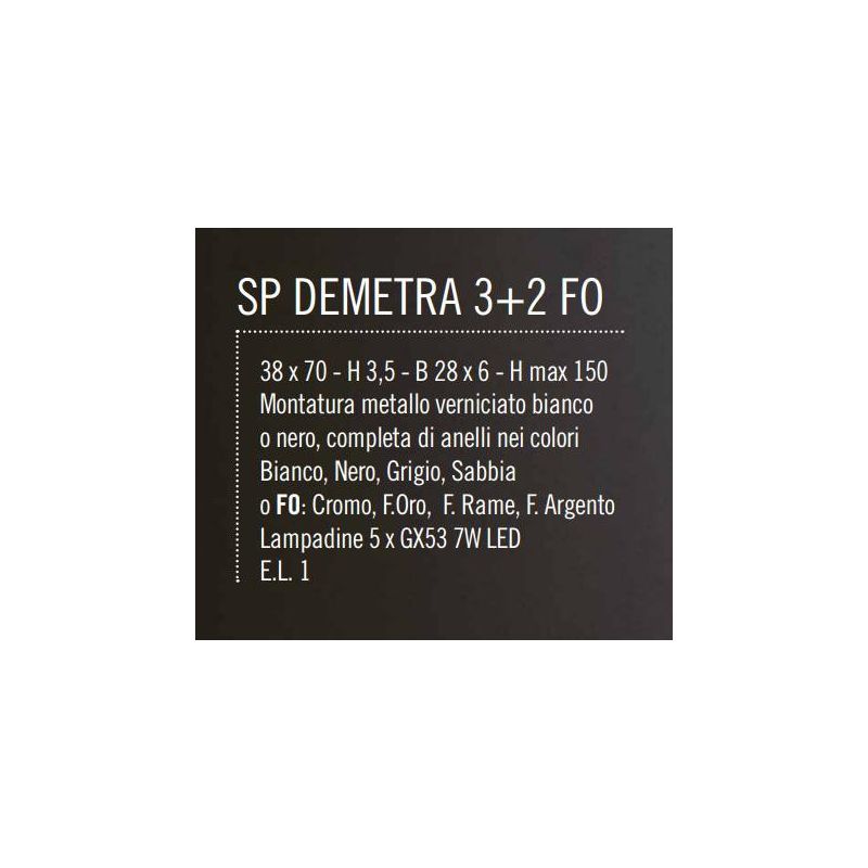 DEMETRA NERA SOSPENSIONE DI ILLUMINANDO CON ANELLI DI 8 COLORI E LAMPADINE GX53 Illuminando - Cristalensi Shop Online