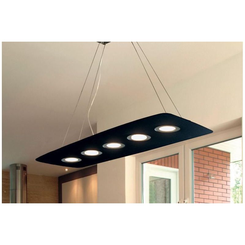 DEMETRA NERA SOSPENSIONE MODERNA 7 LUCI DI ILLUMINANDO CON ANELLI IN 8 COLORI A SCELTA Illuminando - Cristalensi Shop Online