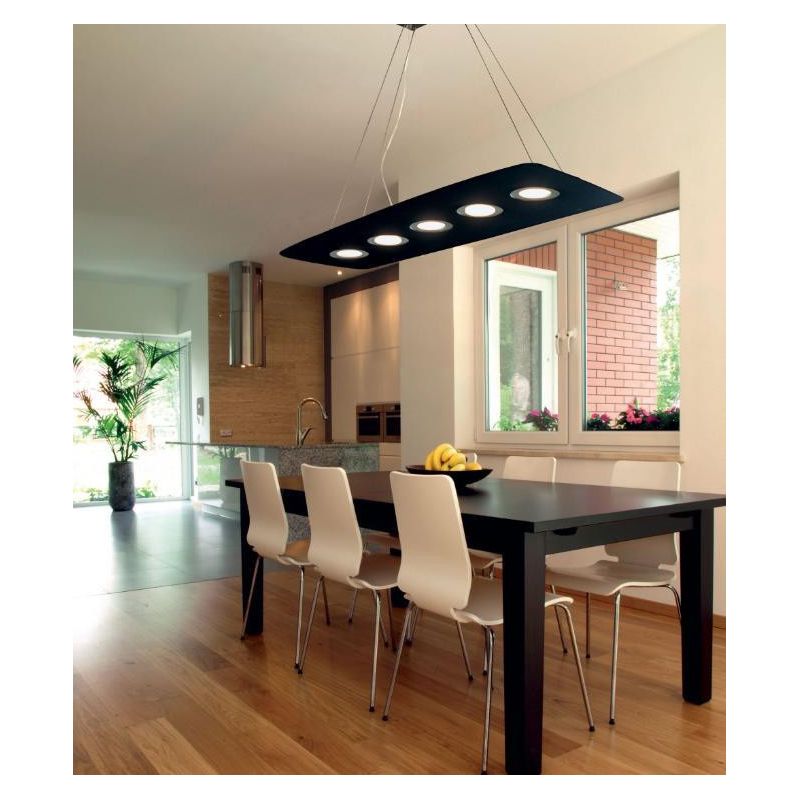 DEMETRA NERA SOSPENSIONE MODERNA 7 LUCI DI ILLUMINANDO CON ANELLI IN 8 COLORI A SCELTA Illuminando - Cristalensi Shop Online