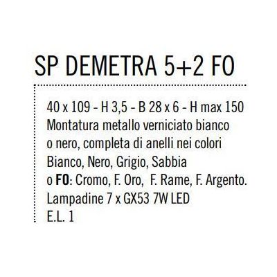 DEMETRA NERA SOSPENSIONE MODERNA 7 LUCI DI ILLUMINANDO CON ANELLI IN 8 COLORI A SCELTA Illuminando - Cristalensi Shop Online