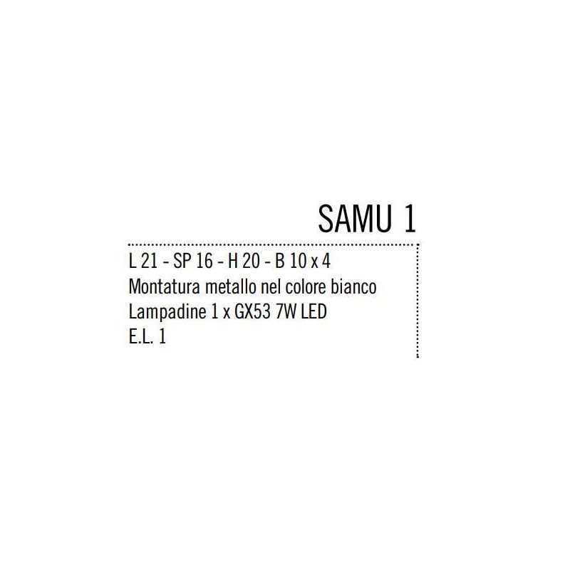 SAMU 1 LAMPADA DA PARETE PICCOLA MODERNA IN METALLO BIANCO DI ILLUMINANDO LAMPADINA GX53 Illuminando - Cristalensi Shop Online