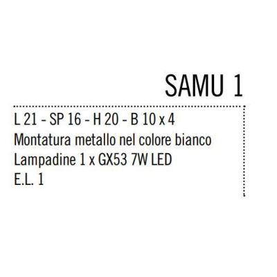 SAMU 1 LAMPADA DA PARETE PICCOLA MODERNA IN METALLO BIANCO DI ILLUMINANDO LAMPADINA GX53 Illuminando - Cristalensi Shop Online