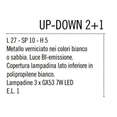 UP DOWN APPLIQUE CM 27 IN METALLO BIANCO, ANTRACITE O SABBIA CON BIEMISSIONE DI LUCE DI ILLUMINANDO Illuminando - Cristalensi Sh