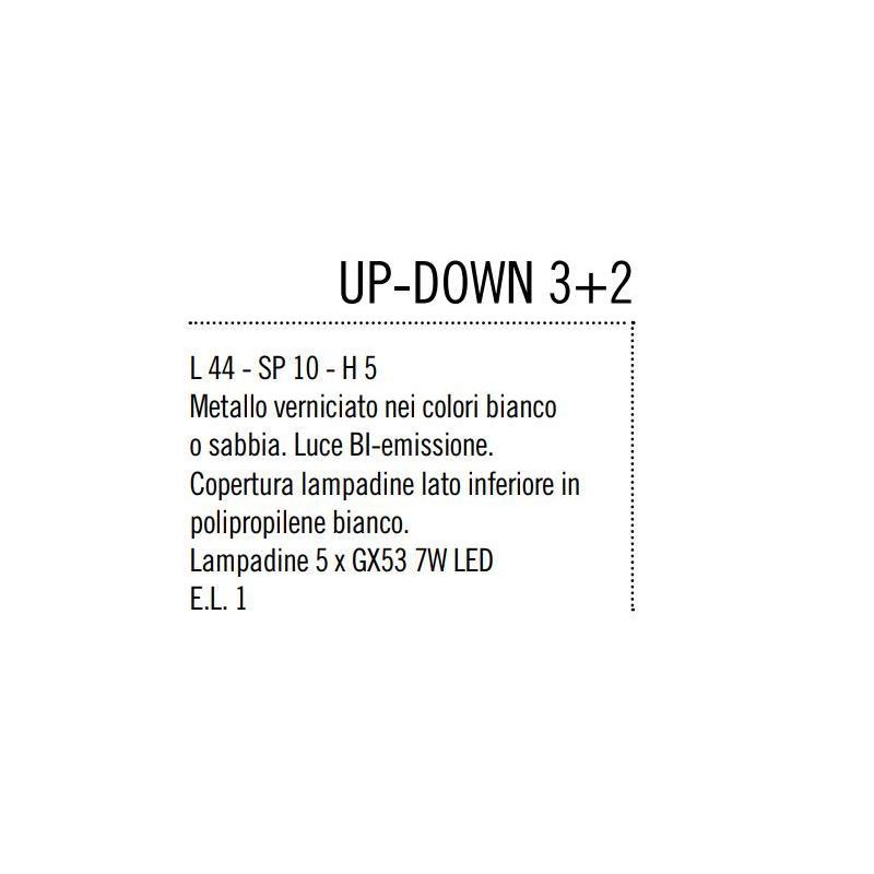 UP DOWN APPLIQUE CM 44 IN METALLO BIANCO, ANTRACITE O SABBIA CON BIEMISSIONE DI LUCE DI ILLUMINANDO Illuminando - Cristalensi Sh