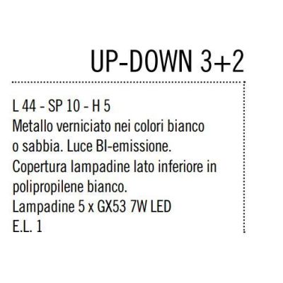 UP DOWN APPLIQUE CM 44 IN METALLO BIANCO, ANTRACITE O SABBIA CON BIEMISSIONE DI LUCE DI ILLUMINANDO Illuminando - Cristalensi Sh