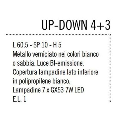 UP DOWN APPLIQUE CM 60 IN METALLO BIANCO, ANTRACITE O SABBIA CON BIEMISSIONE DI LUCE DI ILLUMINANDO Illuminando - Cristalensi Sh