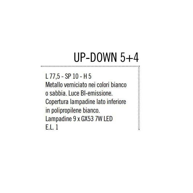 UP DOWN APPLIQUE CM 77 IN METALLO BIANCO, ANTRACITE O SABBIA BIEMISSIONE DI LUCE DI ILLUMINANDO Illuminando - Cristalensi Shop O