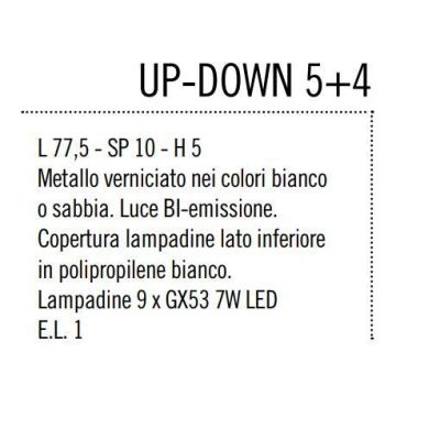 UP DOWN APPLIQUE CM 77 IN METALLO BIANCO, ANTRACITE O SABBIA BIEMISSIONE DI LUCE DI ILLUMINANDO Illuminando - Cristalensi Shop O