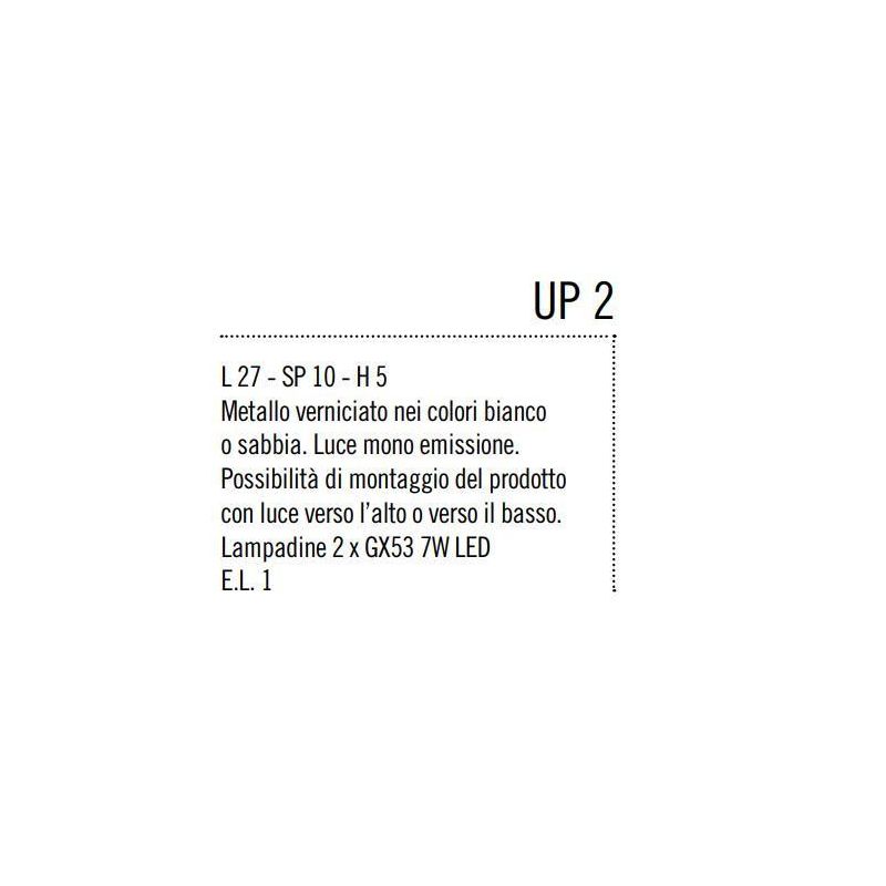 UP 2 PICCOLA APPLIQUE SEMPLICE E MODERNA RETTANGOLARE IN METALLO BIANCO O SABBIA Illuminando - Cristalensi Shop Online