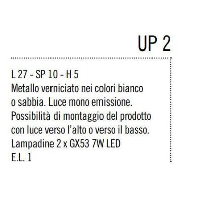 UP 2 PICCOLA APPLIQUE SEMPLICE E MODERNA RETTANGOLARE IN METALLO BIANCO O SABBIA Illuminando - Cristalensi Shop Online