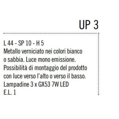 UP 3 APPLIQUE SEMPLICE RETTANGOLARE DESIGN MODERNO IN METALLO BIANCO O SABBIA Illuminando - Cristalensi Shop Online