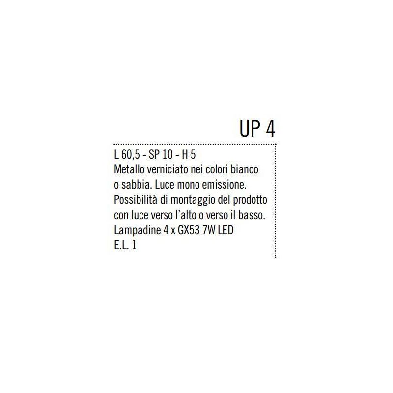 UP 4 APPLIQUE SEMPLICE LINEARE DAL DESIGN MODERNO IN METALLO BIANCO O SABBIA Illuminando - Cristalensi Shop Online