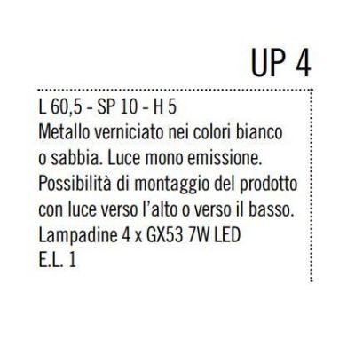 UP 4 APPLIQUE SEMPLICE LINEARE DAL DESIGN MODERNO IN METALLO BIANCO O SABBIA Illuminando - Cristalensi Shop Online
