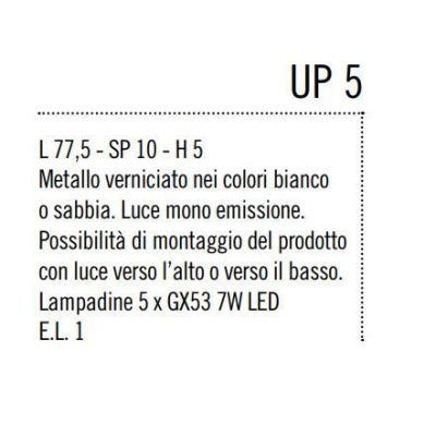 UP 5 GRANDE APPLIQUE LINEARE SEMPLICE DAL DESIGN MODERNO IN METALLO BIANCO O SABBIA Illuminando - Cristalensi Shop Online