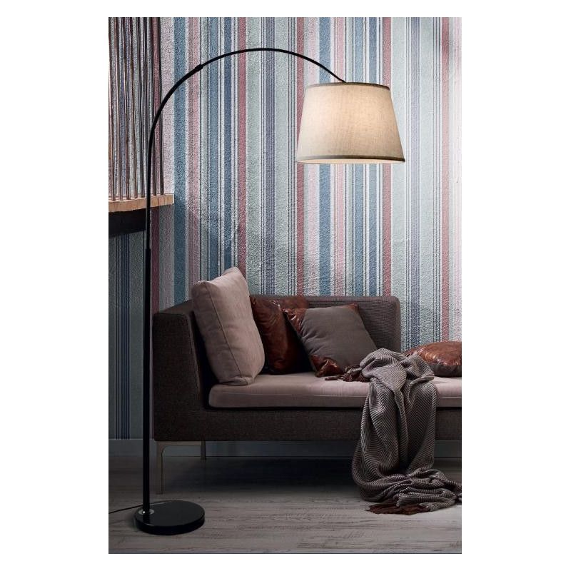 LUCIANA PIANTANA AD ARCO CON BRACCIO TELESCOPICO IN METALLO NERO CON PARALUME SABBIA Illuminando - Cristalensi Shop Online