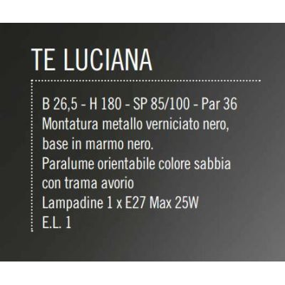 LUCIANA PIANTANA AD ARCO CON BRACCIO TELESCOPICO IN METALLO NERO CON PARALUME SABBIA Illuminando - Cristalensi Shop Online