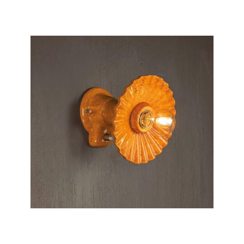 APPLIQUE RUSTICA IN TERRACOTTA CON PIATTO PLISSETTATO MADE IN ITALY IMAS - Cristalensi Shop Online